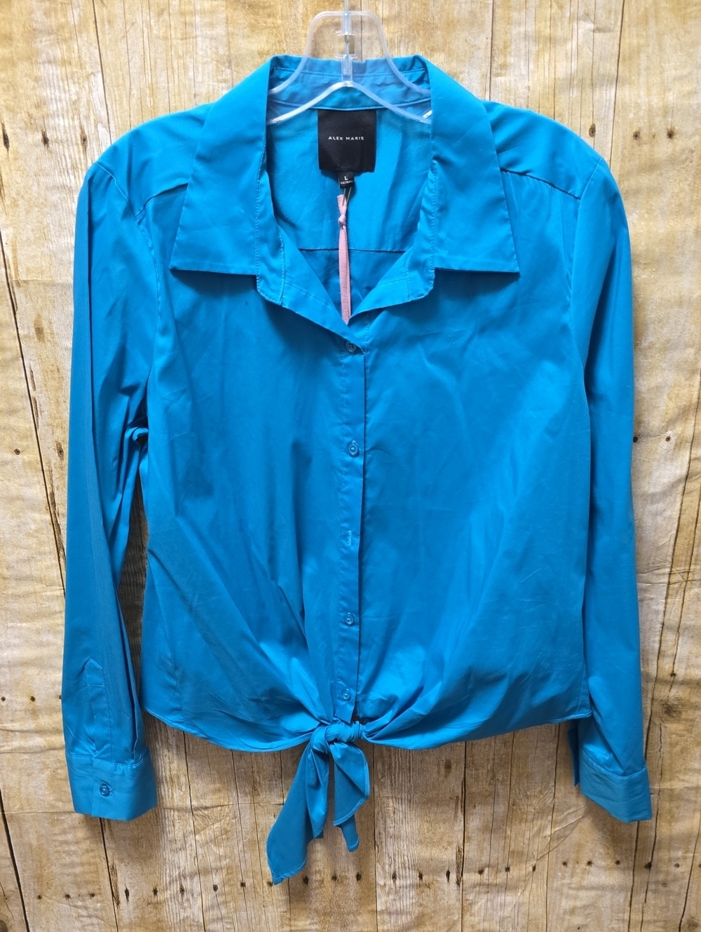 Alex Marie | Bright Teal | Women's | Tie-Front | Button Down Shirt | Sz L